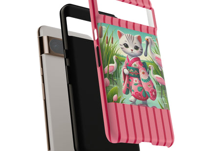 Geisha Kitten Strolls Among the Spoonbills Phone Cases