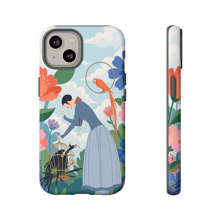 🦜🌺 The Lady Of The Garden Aviary Phone Case – Art Deco Floral Whimsy