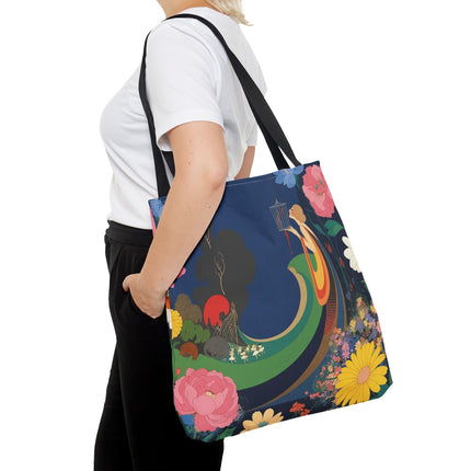 🌙🐦 The Lady Of The Moonlit Birdcage Tote Bag – Art Deco Floral Fantasy