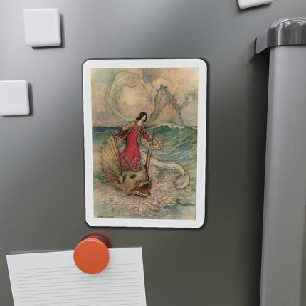 Rita Rides on the Dolphin by Warwick Goble Die-Cut Magnets (5 Sizes)