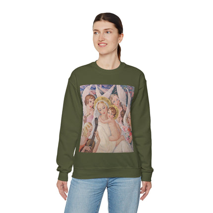 Madonna with Child Surrounded by Musical Angels by Gerda Wegener Heavy Blend™ Crewneck Sweatshirt