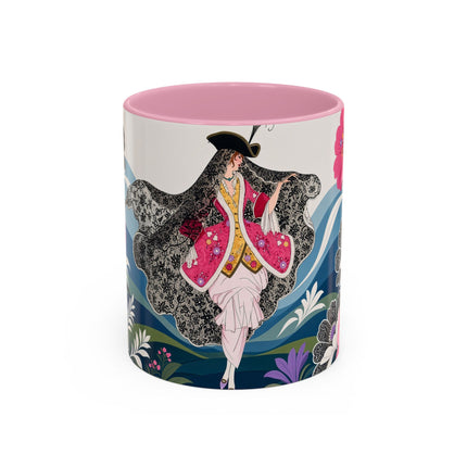 🌸🎀 The Pink Lace Garden Promenade Colorful Mug – Art Deco Fashion Elegance
