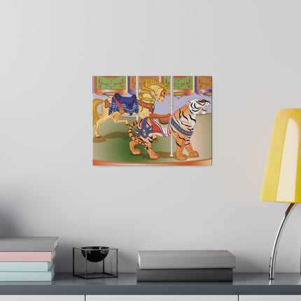 Carousel Splendor – Golden Horse and Tiger on a Whimsical Ride