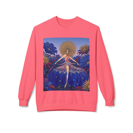 🌞🌸 The Celestial Blossom Garden Dancer Midweight Crewneck Sweatshirt – Art Deco Floral Fantasy