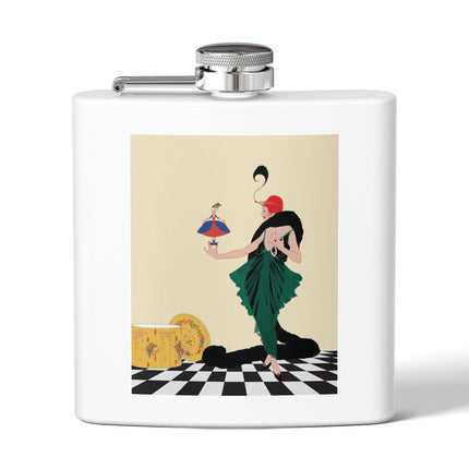 The Marionette Stainless Steel Flask – Theatrical Glamour & Cabaret Elegance