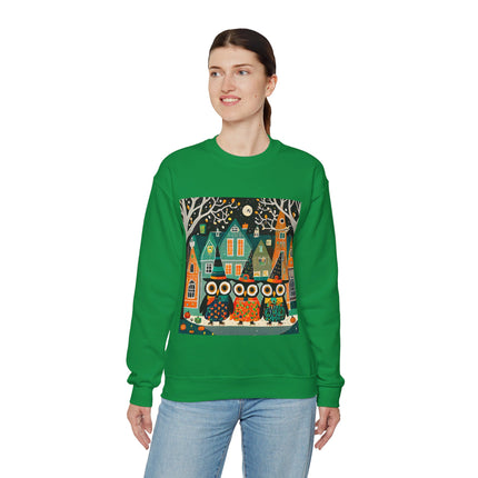 Night of the Trick-or-Treating Owlets Unisex Heavy Blend™ Crewneck Sweatshirt