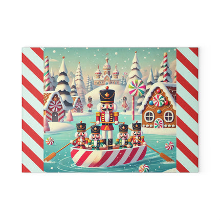 Nutcracker Candy-Striped Adventure Glass Cutting Board