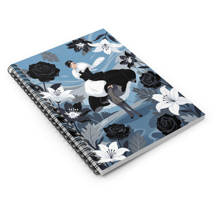 🖤🤍 The Lady Of The Black Rose Garden Spiral Notebook – Art Deco Floral Elegance