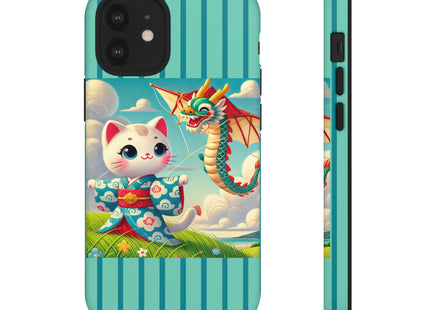 Geisha Kitten and the Dragon Kite Phone Cases