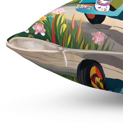Stripes on Wheels Spun Polyester Square Pillow