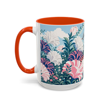 🌸🦋 The Enchanted Pink Blossom Retreat Colorful Mug – Art Deco Floral Whimsy