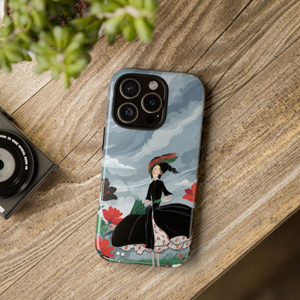 🌧️🌺 The Stormy Flower Walk Phone Case – Art Deco Floral Fashion