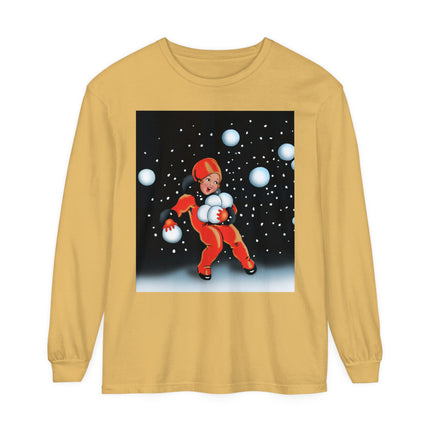 Festive Snowball Unisex Garment-dyed Long Sleeve T-Shirt