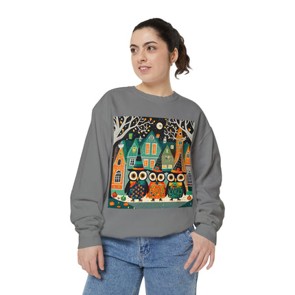 Night of the Trick-or-Treating Owlets Unisex Garment-Dyed Sweatshirt