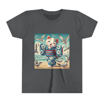 Geisha Kitten by the Seaside Youth Short Sleeve Tee