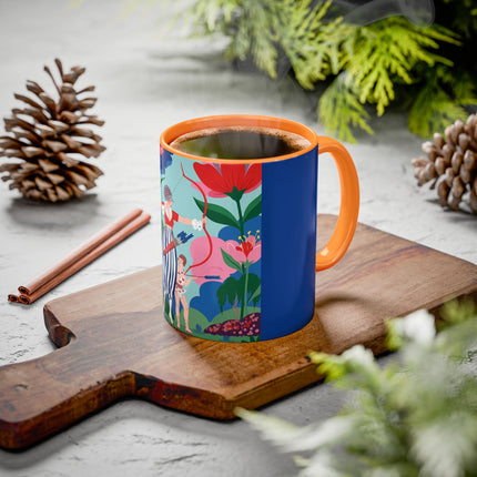 The Lady Of The Scarlet Bow Colorful Mugs – Art Deco Botanical Archer Elegance