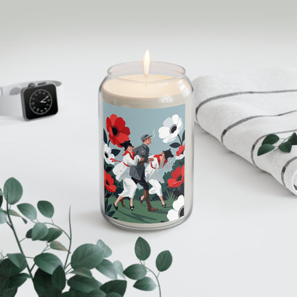 🌺🎭 The Floral Escapade Scented Soy Candle – Art Deco Garden Mischief