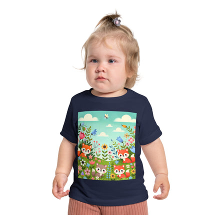 Fox Cubs in Bloom Baby T-Shirt – Springtime Joy & Playful Friendship