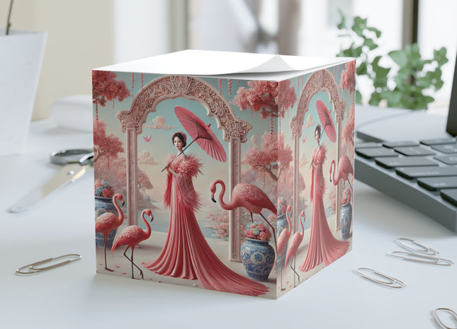 Petals, Porcelain, and Flamingos Note Cube