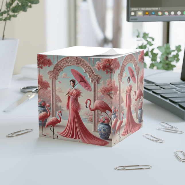 Petals, Porcelain, and Flamingos Note Cube