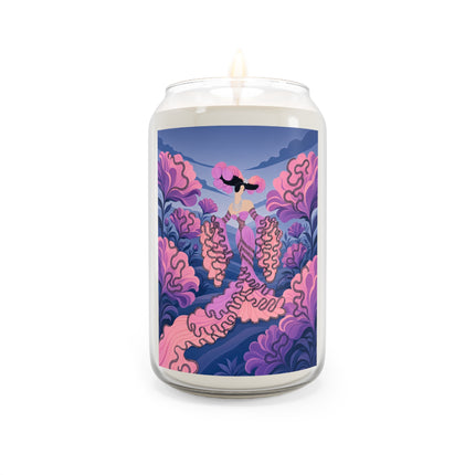 🌸🎀 The Pink Ruffle Garden Lady Scented Soy Candle – Art Deco Floral Elegance