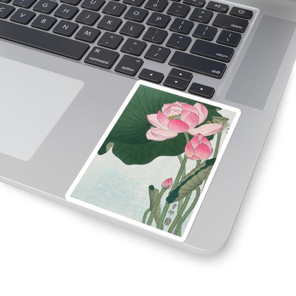 Blooming Lotus Flowers by Ohara Koson Kiss-Cut Stickers (4 Sizes)