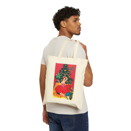 Art Deco Christmas Enchantment Cotton Canvas Tote Bag