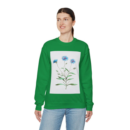 Blue Strawflower by Anselmus Boëtius de Boodt Heavy Blend™ Crewneck Sweatshirt