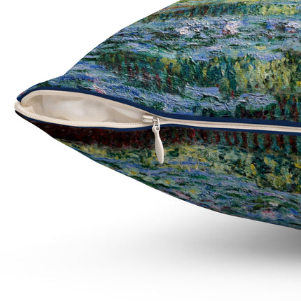 Water Lilies and Japanese Bridge by Claude Monet Spun Polyester Square Pillow