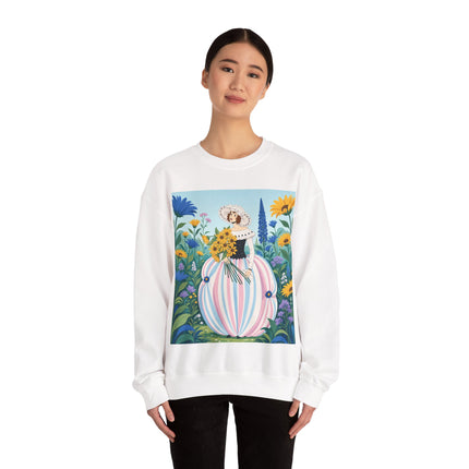 🌻🎀 The Sunflower Garden Bouquet Crewneck Sweatshirt – Art Deco Floral Elegance