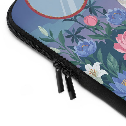🦜🌸 The Lady And The Golden Bird Laptop Sleeve – Art Deco Garden Elegance