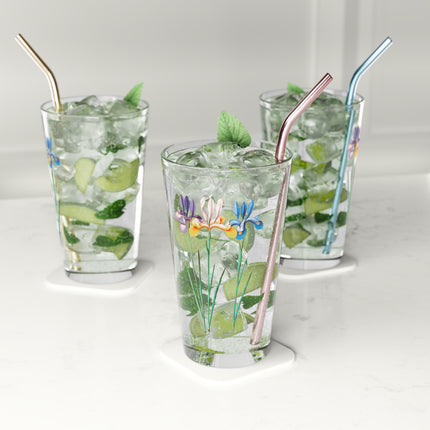 Iris Flowers Glass, 16oz