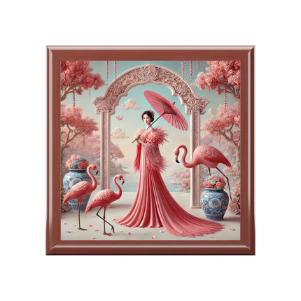 Petals, Porcelain, and Flamingos Jewelry Box
