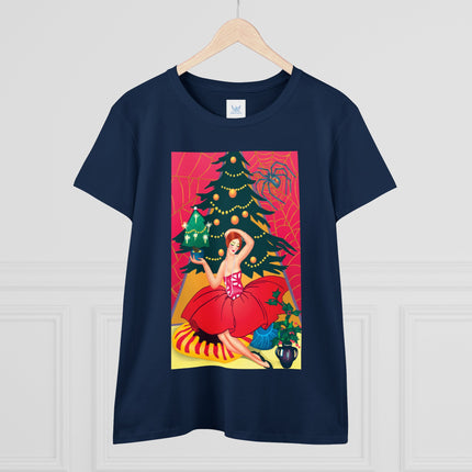 Art Deco Christmas Enchantment Women's Midweight Cotton Tee
