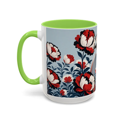 ❤️🌺 The Scarlet Blossom Dancer Colorful Mug – Art Deco Fashion Whimsy