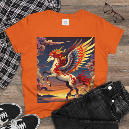 Flame-Winged Horse at Sunset Cotton Tee