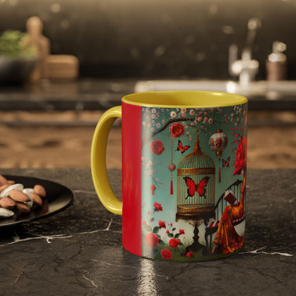 Reading in a Painted Garden Colorful Mugs (11oz, 15oz)