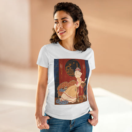 🎼🐈 The Lady Of The Midnight Salon Cotton Tee – Art Deco Fashion Illustration