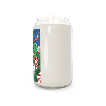 🦌🍬 The Lady Of The Peppermint Christmas Garden Scented Soy Candle – Colorful Art Deco Holiday Fantasy