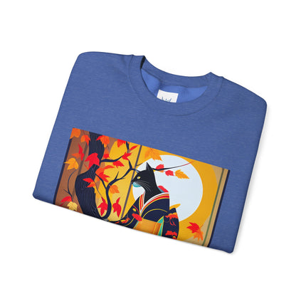 Black Cat in Kimono Unisex Heavy Blend™ Crewneck Sweatshirt