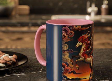 Flame-Winged Horse at Sunset Colorful Mugs (11oz, 15oz)