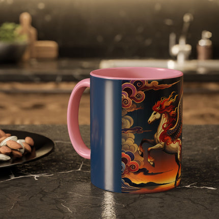 Flame-Winged Horse at Sunset Colorful Mugs (11oz, 15oz)