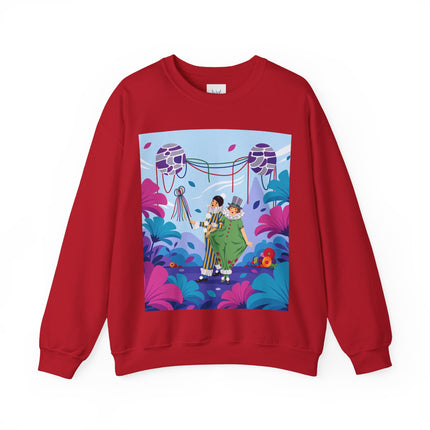 🎭🌸 The Garden Masquerade Crewneck Sweatshirt – Art Deco Floral Whimsy