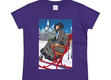 Elegant Winter Woman in Sleigh Women's Midweight Cotton Tee