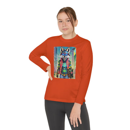 Cyber Hyena Youth Long Sleeve Competitor Tee – Neon Mischief & Futuristic Style