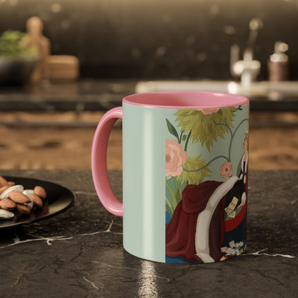 The Lady Of The Scarlet Chaise Colorful Mugs – Art Deco Romantic Elegance
