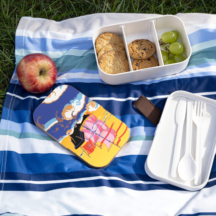 Gilded Voyage: Pink Sails & Flying Fish Bento Lunch Box