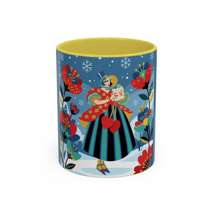 ❤️❄️ The Winter Heart Messenger Colorful Mug – Art Deco Snow Garden Fantasy