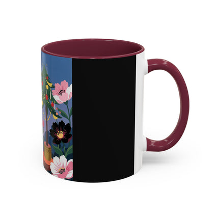 🌹🎄 The Lady Of The Candlelit Rose Tree Colorful Mug – Art Deco Christmas Garden