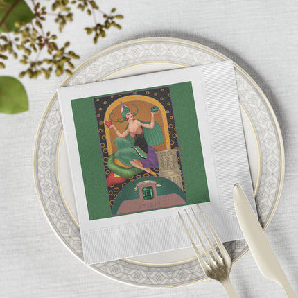May & Emerald Zodiac White Coined Napkins